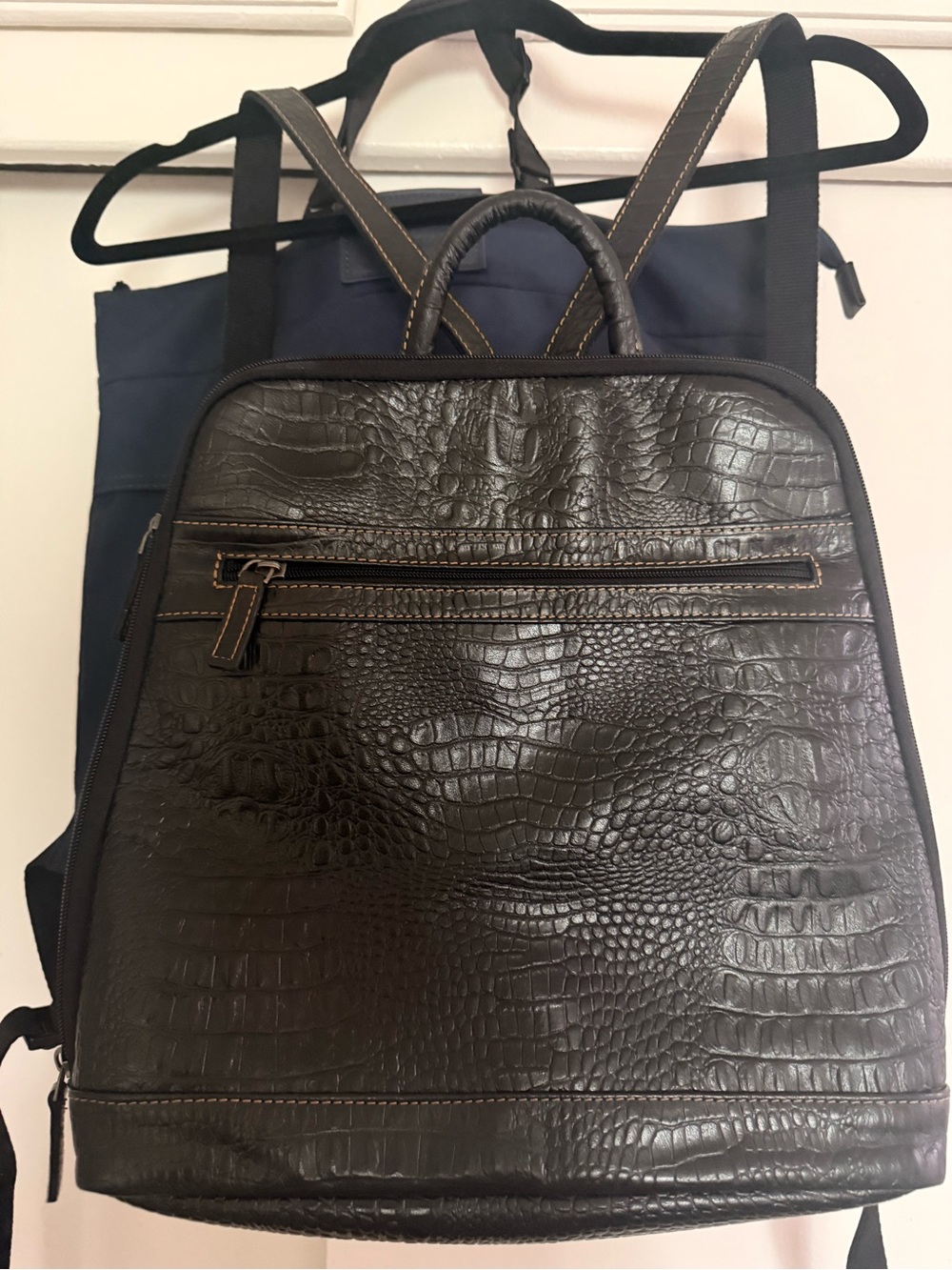 Jack Georges HAND-STAINED BUFFALO LEATHER WITH HORNBACK CROCO EMBOSS Backpack